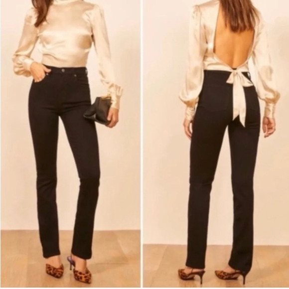 Reformation Jeans Women Sz 31 Black Audrey High Straight EUC - Picture 2 of 8